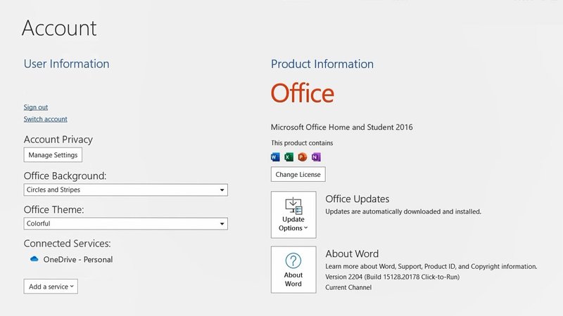 Microsoft Office Home and Student 2016 PC